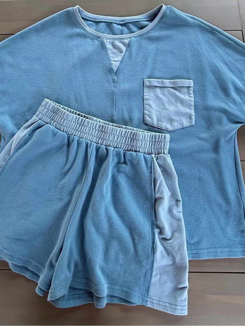 Light Blue Two-Piece Loungewear Set - Top & Shorts